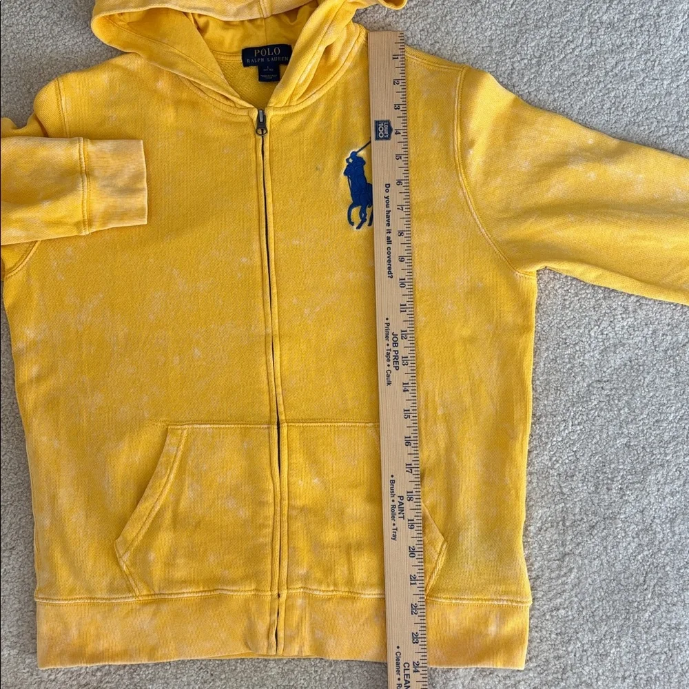 Polo Ralph Lauren Distressed Yellow Big Pony‎ Logo Full Zip Hoodie Boys Large
